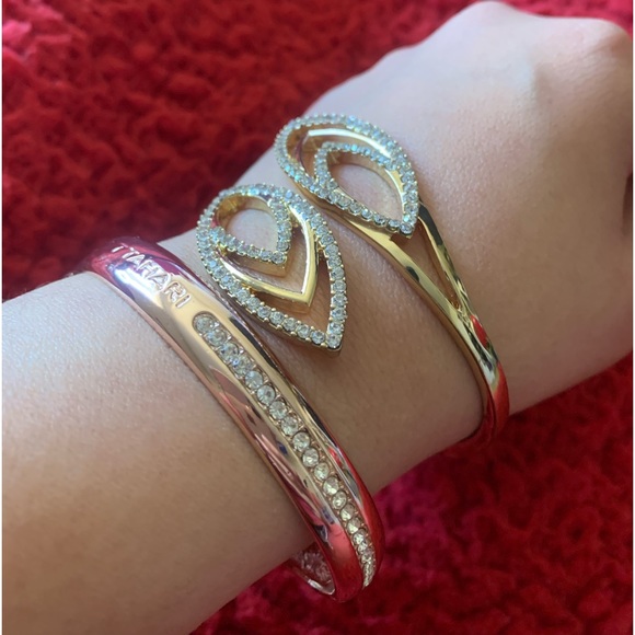 T Tahari and I.N.C. Crystal Bypass Bangle Bracelet - Picture 14 of 16